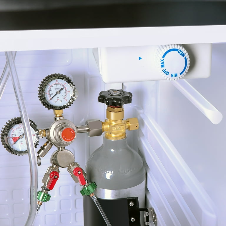 KUPPET Kegerator Draft Beer Dispenser Beer Kegerator Keg Beer Cooler for Party Compressor Cooling CO2 Regulator Casters Dual Tap 6.0 Cu.ft