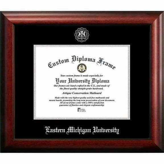Campus Images MI995SED-108 10 x 8 in. Eastern Michigan University Silver Embossed Diploma Frame