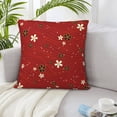 thumbnail image 5 of LNWH Decorative Pillow Covers, Red Japanese Flower Square Sofa Decorative Knit Pillow Case, 22"x22", 5 of 8