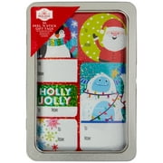 Holiday Time Whimsical Themed Peel 'N Stick Gift Tags, Foil Embellished Self Stick Tags, Keepsake Tin, 50 Count