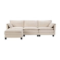 thumbnail image 6 of 107-inch L-shaped sofa with cotton-linen velvet texture, corner sofa with storage function on the side, suitable for living room, and spacious space,3 seats can be extended, 6 of 10