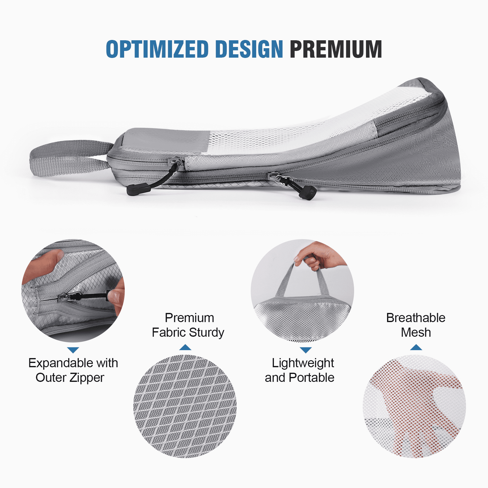 Okaka  Compression Packing Cubes Set, Grey, 6-Piece
