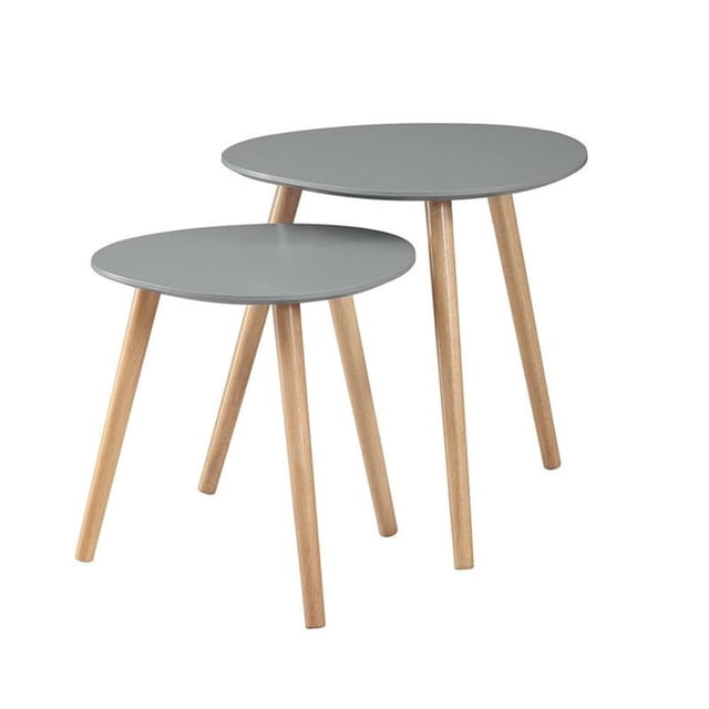 Pemberly Row Contemporary Nesting End Tables in Gray Wood Finish