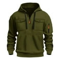 thumbnail image 2 of Mens Hoodies Sweatshirts for Men 1/4 Zipper Cargo Pullover Pockets Sports Fitness Training Jacket Fleece Lined Hooded Sweatshirt Drawstring Hoody Sweater Casual Long Sleeve Hoody Coats, 2 of 3