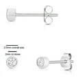 thumbnail image 2 of 14k Solid White Gold Round Tiny Studs With Solitaire Small 2mm Cubic Zirconia Bezel Setting Earrings White Gold, 2 of 6