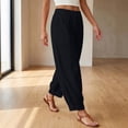 thumbnail image 5 of TaTaai Womens Solid Elastic Waist Pants with Pockets Loose Casual Trousers Bottoms for Daily Home, 5 of 6