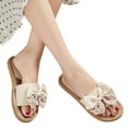 thumbnail image 4 of Cameland New Summer Flip-flops Linen Floral Bow Flat Sandals, 4 of 9