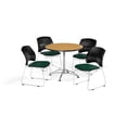 thumbnail image 2 of OFM Multi-Use Break Room Package, 36" Round Table with Stars Stack Chairs, Oak Finish with Chrome-Plated Steel Base and Plum Seats (PKG-BRK-167), 2 of 5