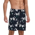 thumbnail image 2 of Kdxio Lilies Flowers Print Mens Sleep Shorts Bottoms Soft Comfy Pajama Wear Pants with Drawstring Pockets, 2 of 7