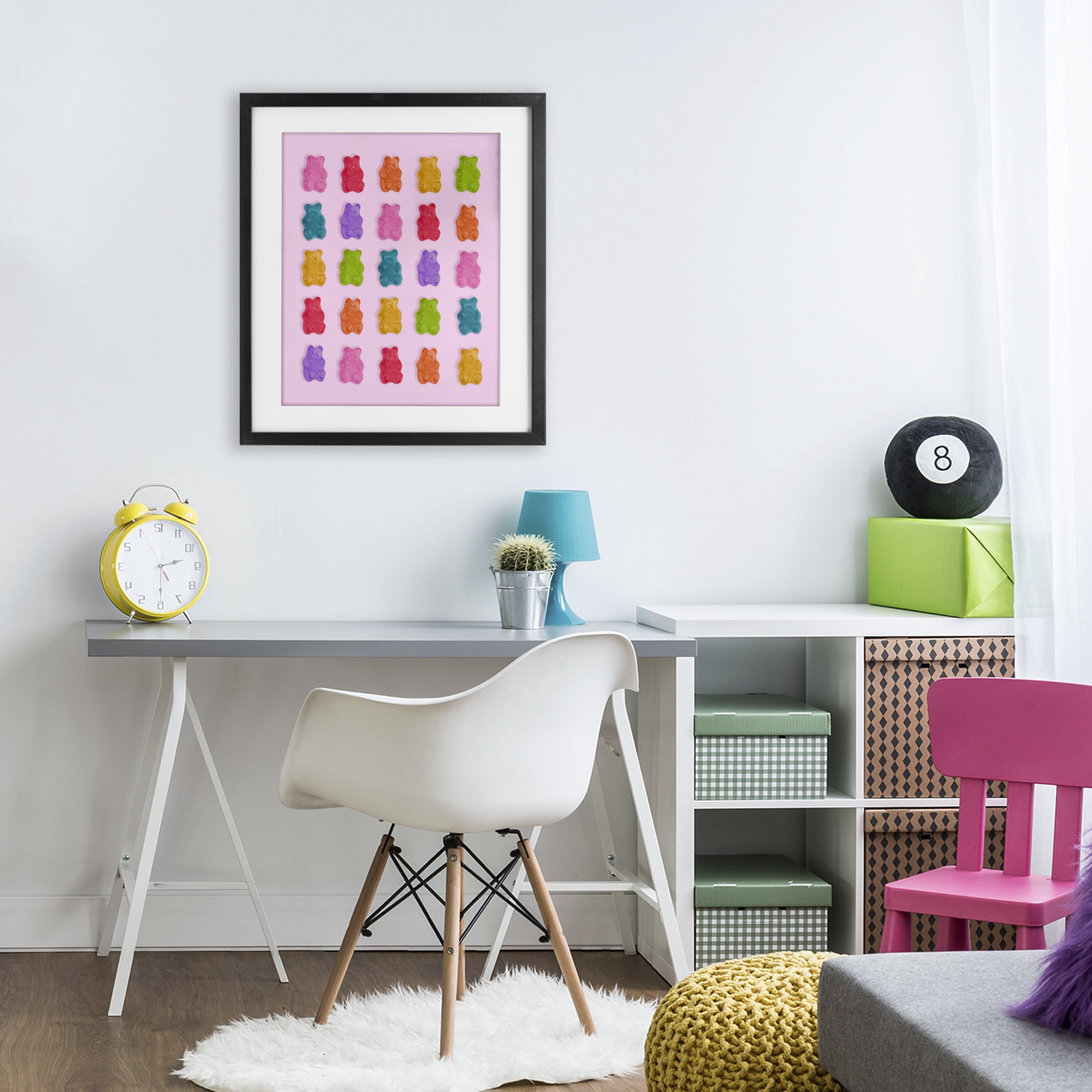 Stupell Industries Pastel Gummies on Pink Black Framed Print Under Glass, design by LISH Creative