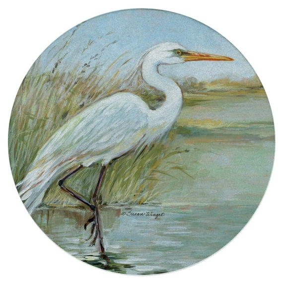 Thirstystone "Coastal Egret" 4-Pack Round Natural Sandstone Coasters