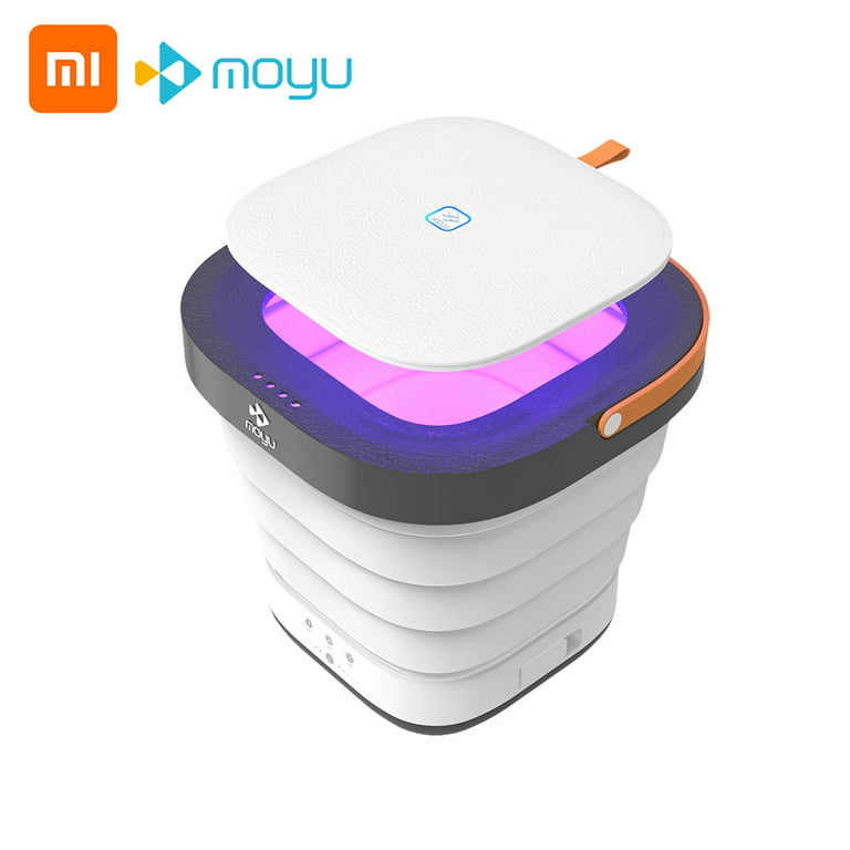 MOYU Mini Portable Bucket Washer Foldable Washing Machine with Soft Spin  Dry and Drainage Pipe Pink (English User manual and button labels)