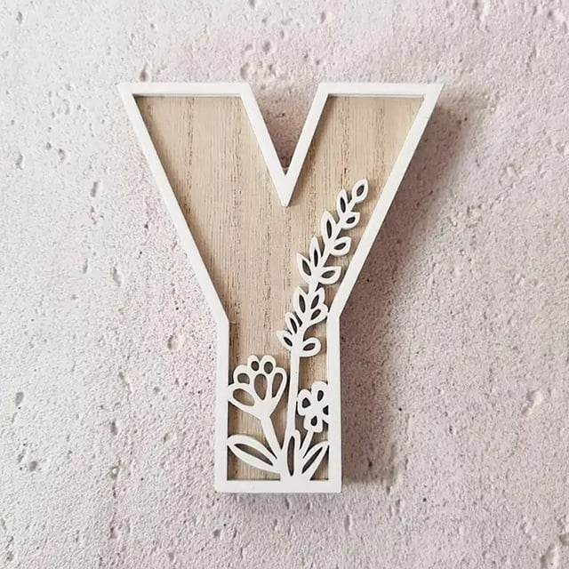 5 Inch Wooden Wall Letters Floral Decorative Painting Craft Ornament for Wedding Home and Childrens Room Name Signs