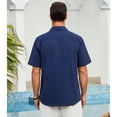 thumbnail image 5 of Mens Linen Shirts Short Sleeve Button Down Shirts Casual Vacation Beach Summer Shirts with Pocket, 5 of 9