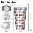 thumbnail image 4 of 16oz Tumblers Red Christmas Farm and Truck Pattern Stainless Steel Vacuum Insulated Double Wall Travel Tumbler Cups Mug with Lid and Straw,Cleaning Brush for Coffee,Tea, 4 of 4