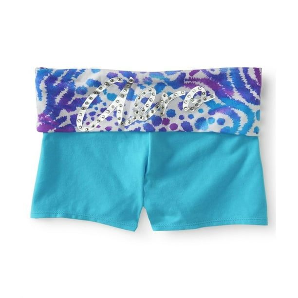 Pantalones cortos deportivos Aeropostale para yoga con diamantes de imitación mujer azul grande Ejercicio