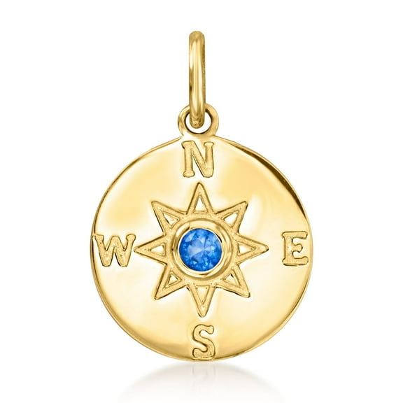 Pure Collection by Ross-Simons Sapphire Compass Charm in 14kt Yellow Gold, Women's, Adult