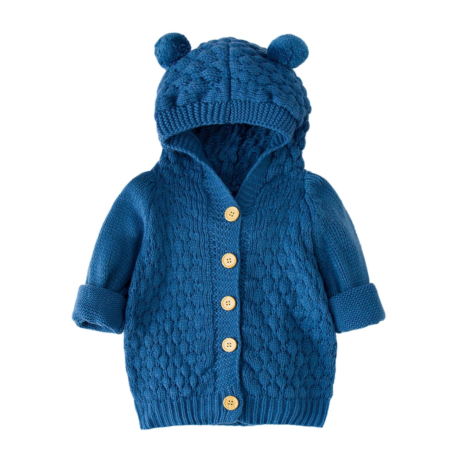 Newborn Infant Baby Girl Boy Winter Jacket Warm Coat Knit Outwear Hooded Sweater 