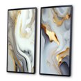 thumbnail image 3 of Designart "Marble Abstraction in White and Gold III" Abstract Marble Framed Wall Art Set Of 2 - White Abstract Framed Canvas Set For Living Room Decor, 3 of 7