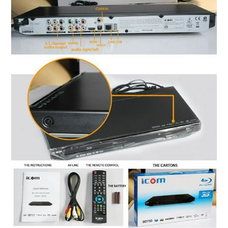 Icom Bd780 3d Blu-ray Disc Player - 1080p - Black - Dolby Truehd, Dts Hd - Bd-r, Dvd-r, Cd-r - Ntsc, Pal - Bd Video, Dvd Video, Avi, M4v, Mkv, Mov, Mp4, Vob, Mpeg - Progressive Scan - Ethernet