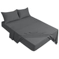 thumbnail image 1 of 4 Piece Bed Sheet Set, 110gsm Polyester Microfiber Bedding with Flat Sheet, Fitted Sheet and Pillowcases, Soft and Comfortable, Solid Color for Hotel Bedroom Queen Dark Gray Unique Bargains Juego de Edredón Funda, 1 of 6