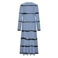 thumbnail image 4 of COSFO Long Sleeve Dresses for Women Crew Neck Striped Blue Casual Midi Dresses Flowy Ruffle A-Line Dresses, 4 of 4