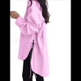 thumbnail image 3 of Camisas de Botones Extragrandes para Mujer, Blusas de Larga con Aberturas, Corte Alto y Bajo Rosa XL, 3 of 8