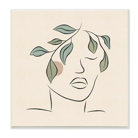 Stupell Industries Blushing Woman Face Botanical Outline Doodle Drawing Graphic Art Unframed Art Print Wall Art, Design by JJ Design House LLC