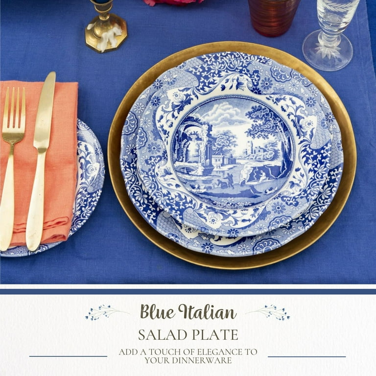 Spode Blue Italian Fine Earthenware 8-Inch Salad Plate, Dishwasher