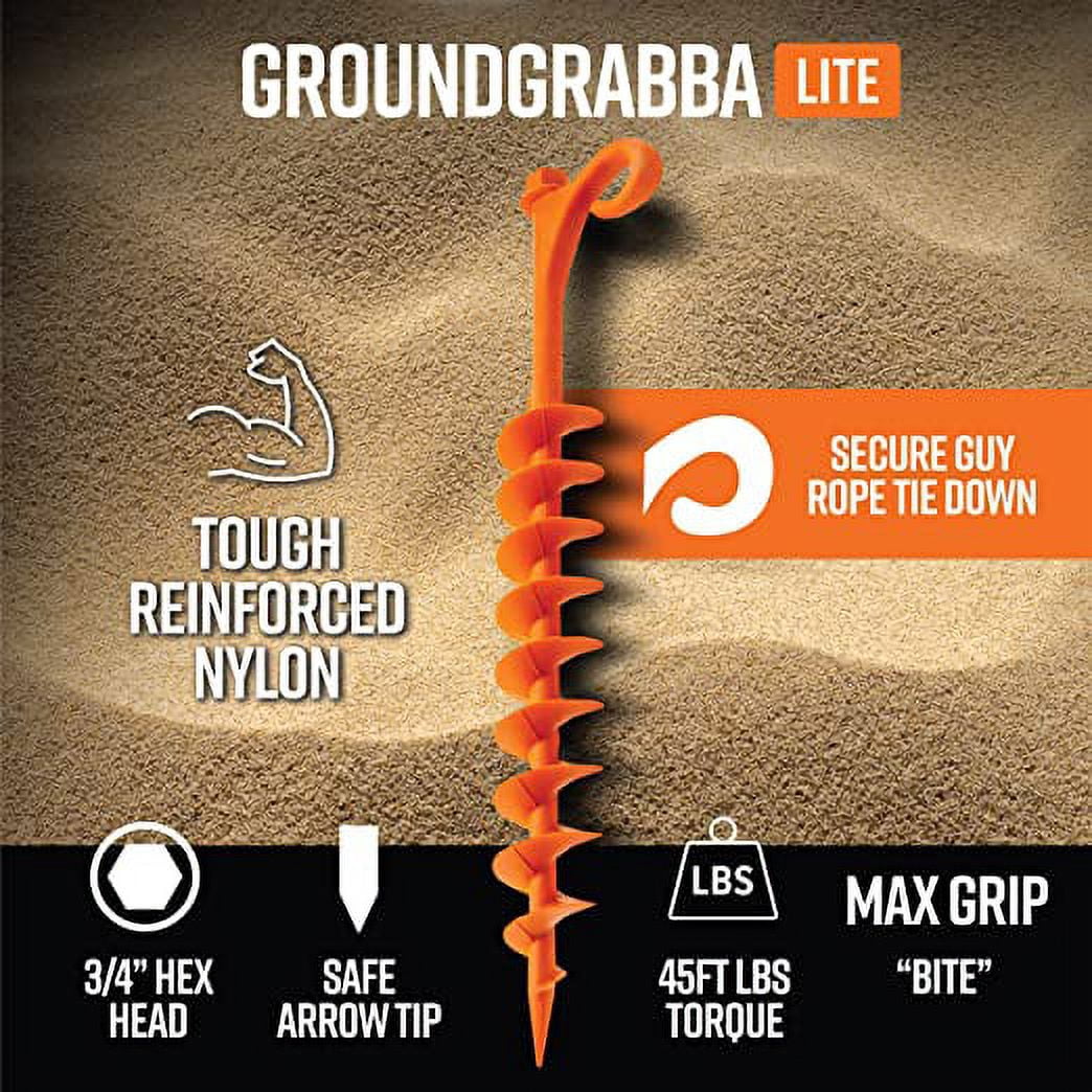 GROUNDGRABBA Lite Orange Tent Stakes 6 Pack
