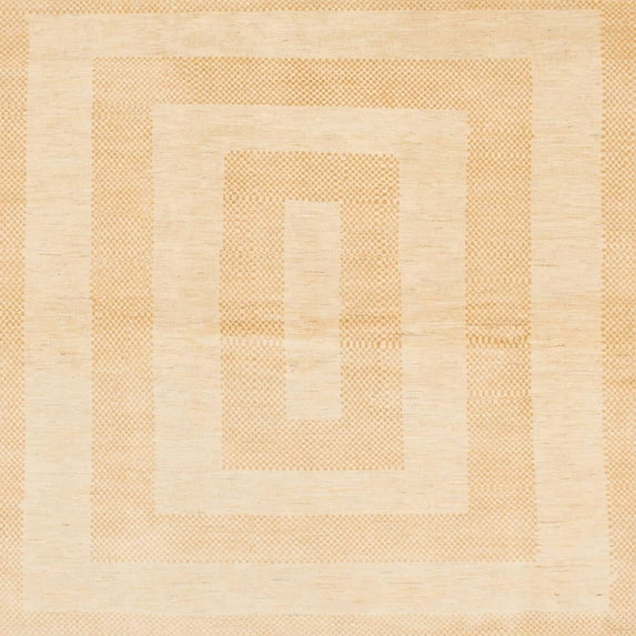 Ahgly Company Machine Washable Indoor Square Abstract Sun Yellow Area Rugs, 6' Square