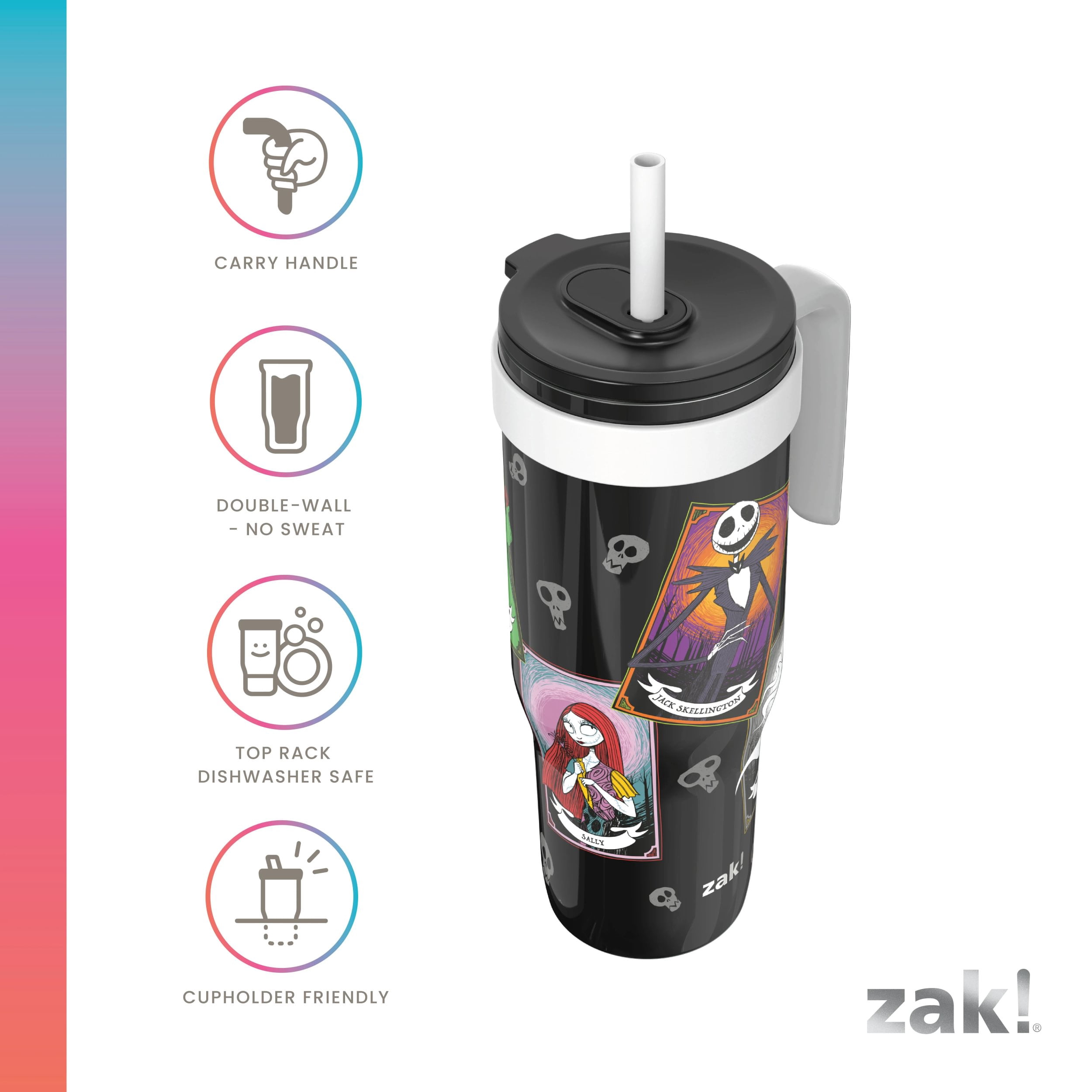 Zak Designs 30oz SS Straw Tumbler with a Handle, Black NBC