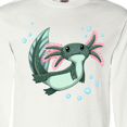 thumbnail image 4 of Inktastic Cute Axolotl Swimming with Bubbles Long Sleeve T-Shirt, 4 of 5