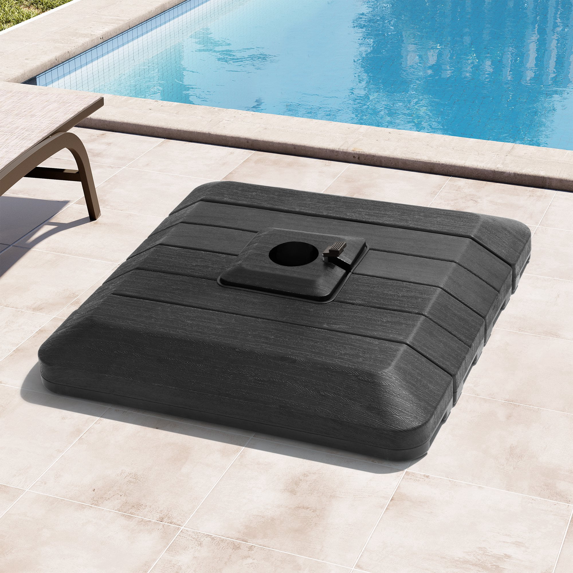 Crestlive Products Square Shaped 4 Piece Premium Offset Umbrella Base Filled, Black