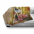 thumbnail image 3 of Wine Soft Flannel Fleece Blanket, Tasty Wine on Wooden Cask on Grape Plantation Countryside Harvest Rural Growth, Cozy Plush for Indoor and Outdoor Use, 60" x 80", Orange Red Black, by Ambesonne, 3 of 6