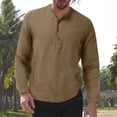 thumbnail image 2 of T Shirts for Men Casual Tops Winter Fall Long Sleeve Fall Leisure Travel Cotton Linen Vintage Hoodless Drawstring T-shirt Top, 2 of 5
