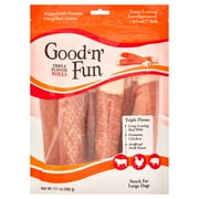 Good n Fun Triple Flavor Chews, 7 Inch Rolls, Rawhide for Dogs, 6 Count