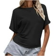 thumbnail image 2 of BSDJILFG Summer Tops for Women Casual Tie Back Round Neck Dressy Solid Color Short Sleeve Flowy Loose Blouse Clearance, 2 of 8