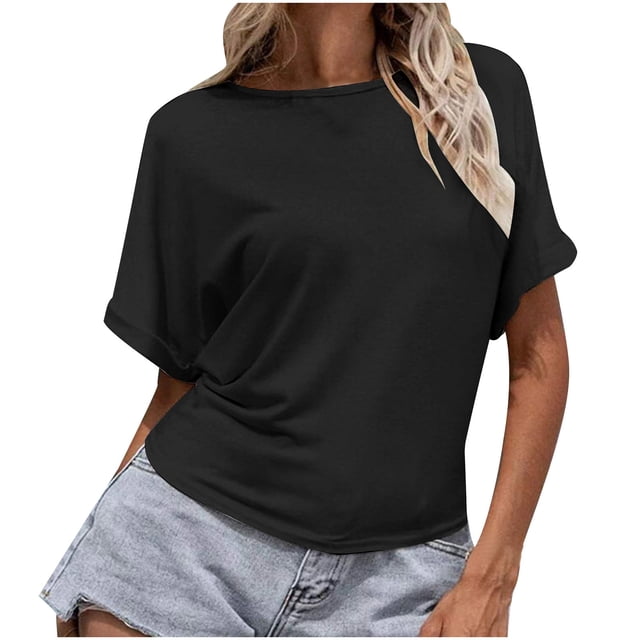 Birdeem Mode Femme Chemisier Col Roulé Uni Manches Courtes T-Shirt Été Hauts