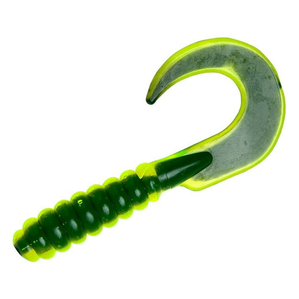 Yum Lures Walleye Grub Chartreuse/Black Core 3" Fishing Bait YWGR352
