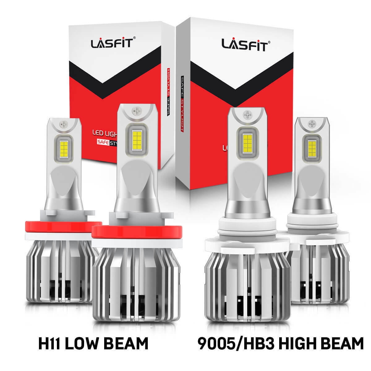 6000K Xenon White 9005/HB3 High Beam H11/H8/H9 Low Beam Combo LED Headlight Bulbs 12000 Lumens Pack of 4 6000K Xenon White 9005/HB3 High Beam H11/H8/H9 Low Beam Combo LED Headlight Bulbs 12000 Lumens Pack of 4