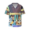 thumbnail image 2 of Lsque Bluey print Men's Cuban Collar Short Sleeve Shirt Summer Beachwear Casual Button Down Fashionable Vacation Leisure Shirt-4X-Large, 2 of 7