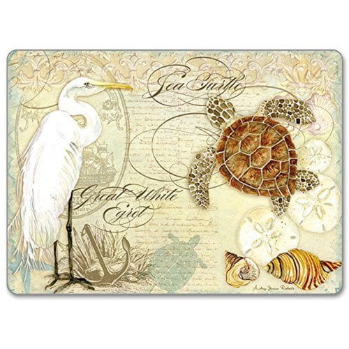 CounterArt Coastal Waterways Sea Turtle and Egret Hardboard 17