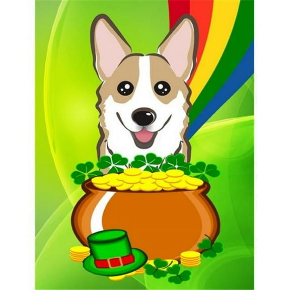 Caroline's Treasures BB1997GF Sable Corgi St. Patrick's Day Flag Garden Size , Small, multicolor