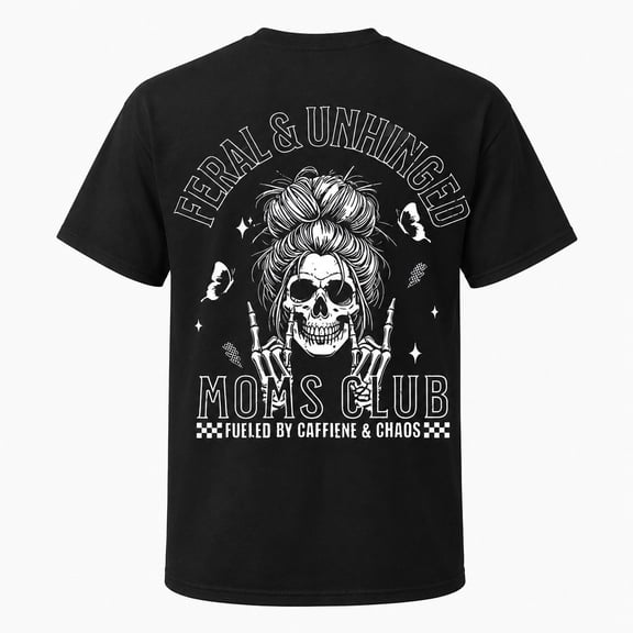 Veylor Haus Feral & Unhinged Moms Club Graphic, Unisex Cotton Blend Crewneck Tee
