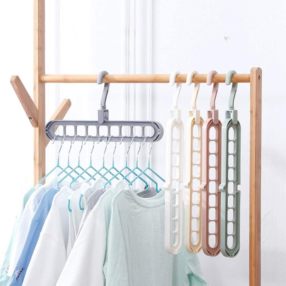 9 Holes Multifunctional Cascading Hangers Non-slip Closet Hangers Organizer 4Pcs Magic Clothes Hangers Space Saving Plastic Coat Hangers Rotating Standard Hanger for Drying and Storage 
