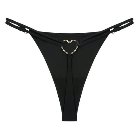 GHSOHS Womens Underwear Thongs High Waisted Cotton Underwear Women Boyshort Underwear Double Strap Thong Women s Non Back Love Buckle Low Rise Panties Cotton Crotch Underpants Black Panty Underw XXL