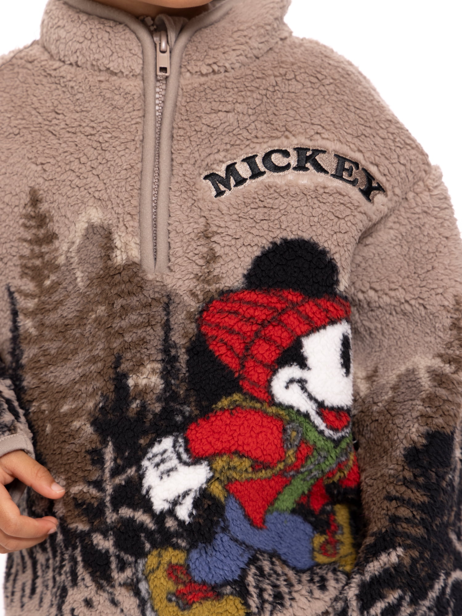 Mickey Mouse Toddler Boys Plush Fleece Half Zip Sweatshirt, Sizes 12M-5T