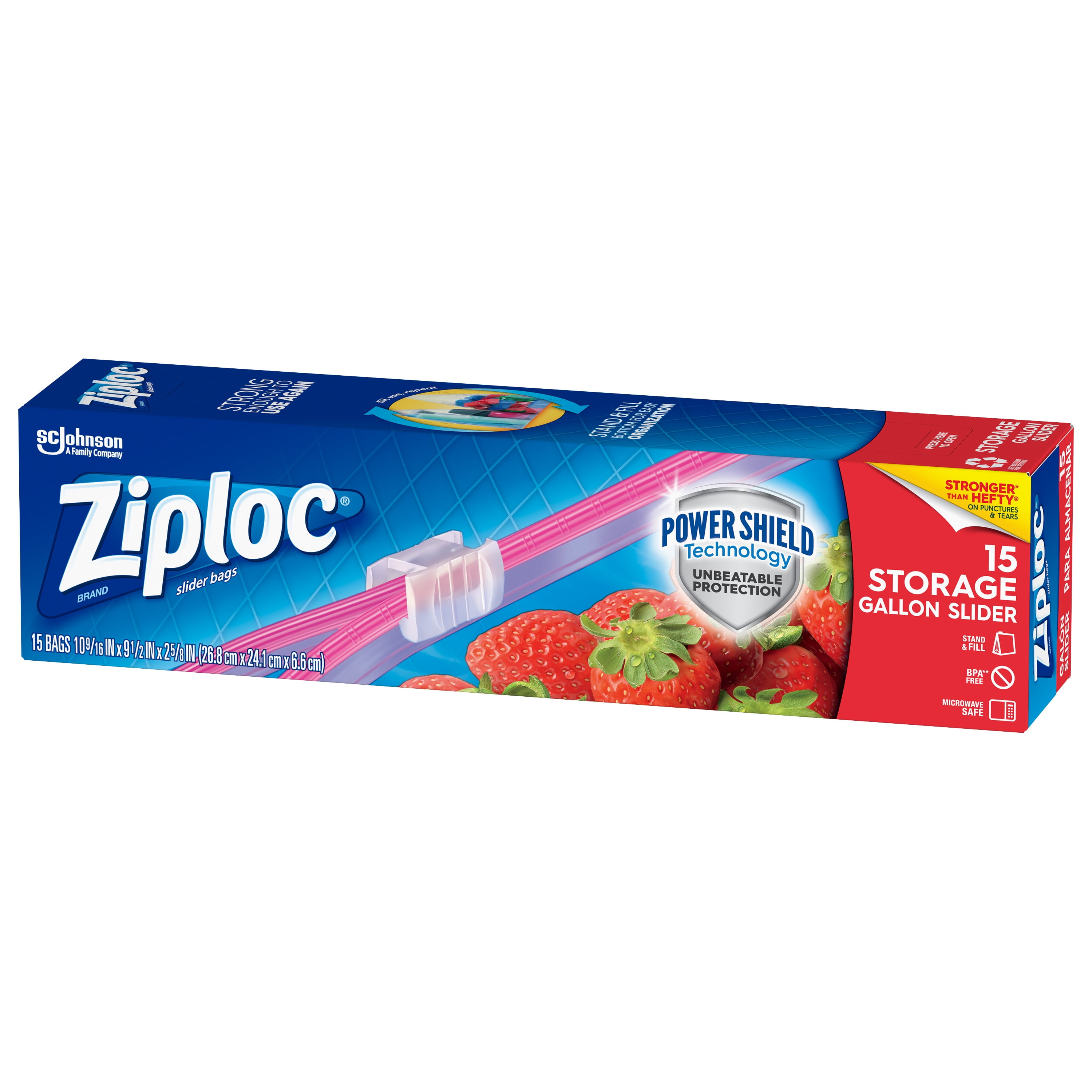 Ziploc® Brand Slider Storage Bags with Power Shield Technology, Quart, 76  Count, Household