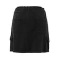 thumbnail image 3 of Gibobby faldas cargo de mezclilla con diseño de cordones de verano Falda corta informal(Negro, XL), 3 of 5